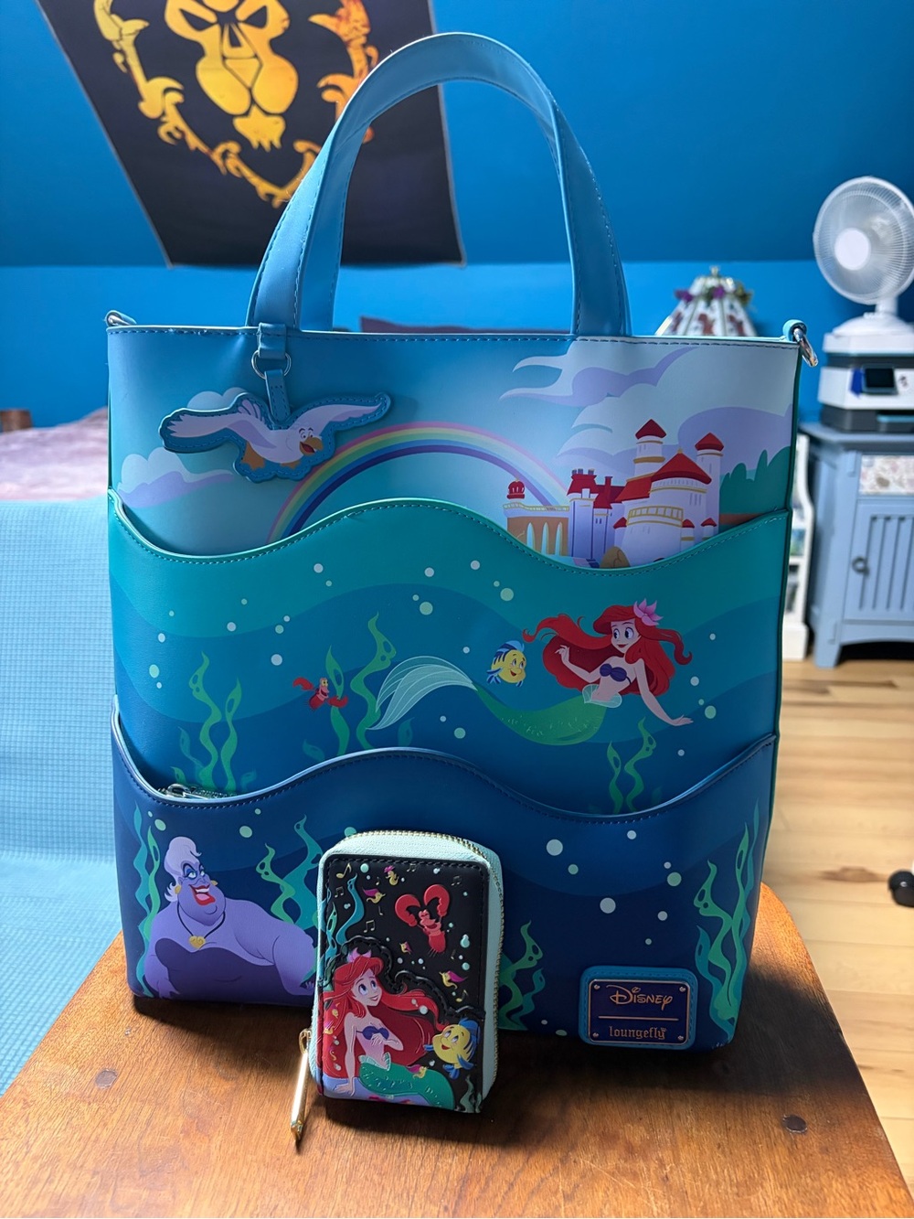 The Little Mermaid 35th Anniversary Loungefly tote and wallet